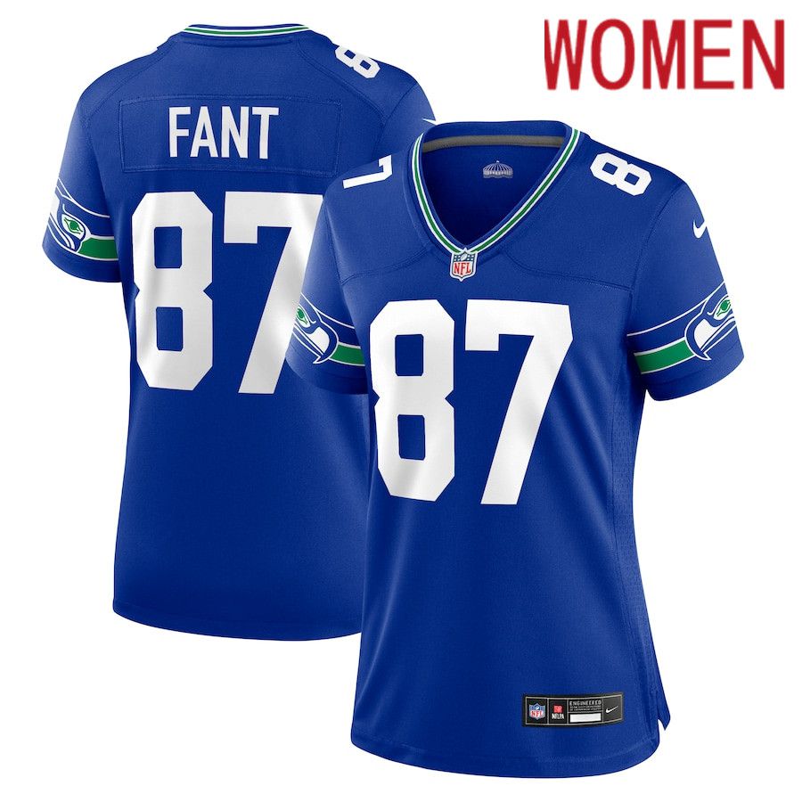 Women Seattle Seahawks 87 Noah Fant Nike Royal Throwback Player Game NFL Jersey